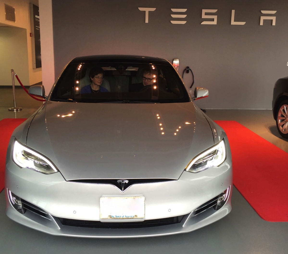 Robert and Carolyn in our Tesla